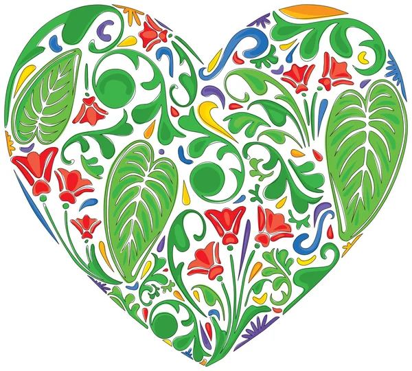 Corazón floral colorido — Vector de stock