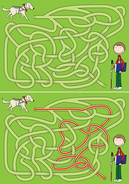 Labirinto cane guida — Vettoriale Stock