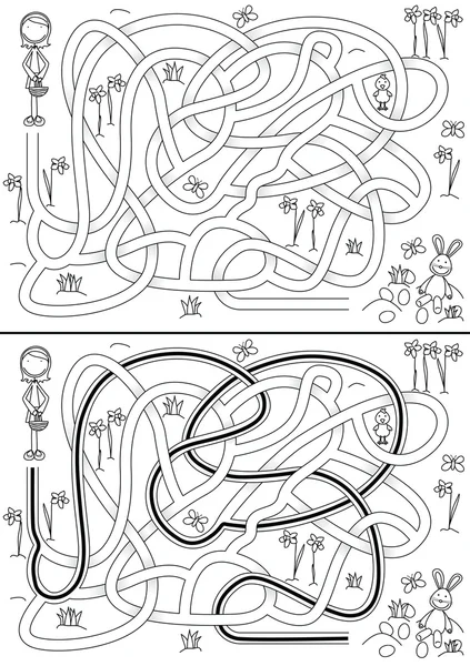 Laberinto de caza de huevos — Vector de stock