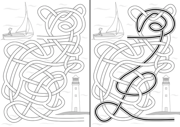 Zeilboot doolhof — Stockvector