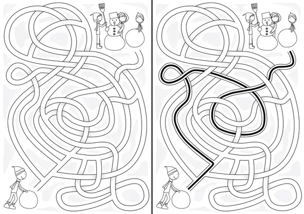 Snögubbe labyrint — Stock vektor