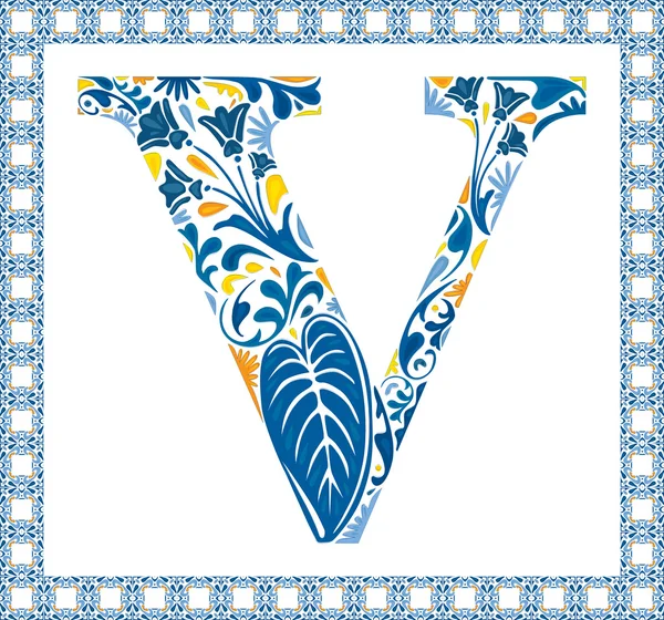 Azul Letra V — Vector de stock