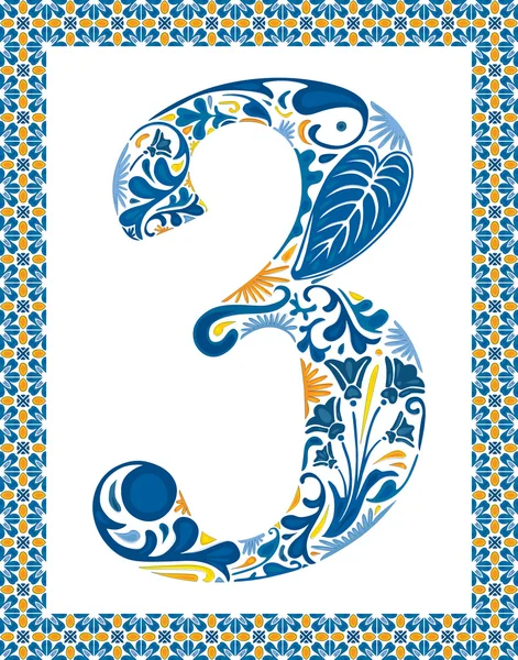 Blue number 3 — Stock Vector