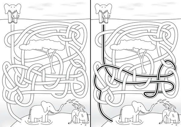 Labirinto de elefantes —  Vetores de Stock