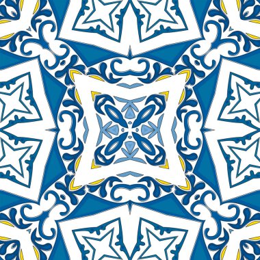 Portekiz fayansları gibi geleneksel tarzda kusursuz desenli çizimler.