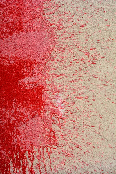 Détail Bâtiment Beige Mur Extérieur Avec Éclaboussure Peinture Rouge — Photo