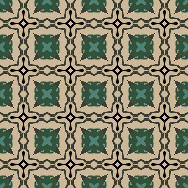 Patrón Ilustrado Sin Costuras Hecho Elementos Abstractos Beige Verde Gris — Archivo Imágenes Vectoriales