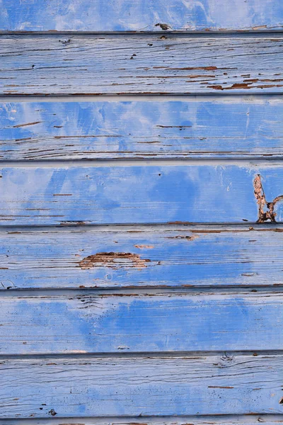 Detail Einer Alten Blauen Holzplankenwand — Stockfoto