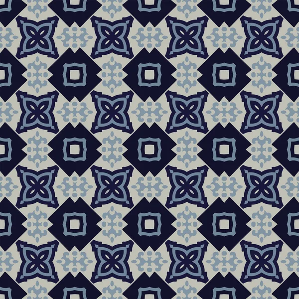 Nahtlos Illustrierte Muster Aus Abstrakten Elementen Grau Und Blautönen — Stockvektor