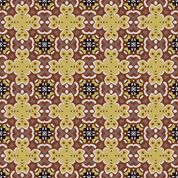 ベージュ 茶色の色合いの抽象的な要素で作られたシームレスなイラストのパターン — ストックベクタ