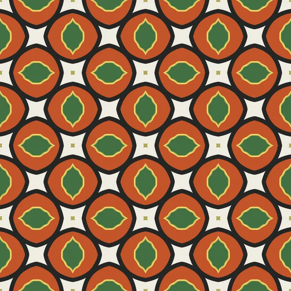 Nahtlos Illustriertes Muster Aus Abstrakten Elementen Beige Gelb Grün Rot — Stockvektor