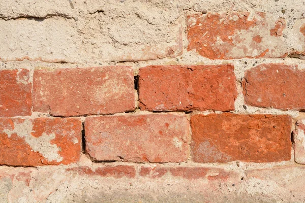 Detail Van Een Oude Oranje Bakstenen Muur — Stockfoto