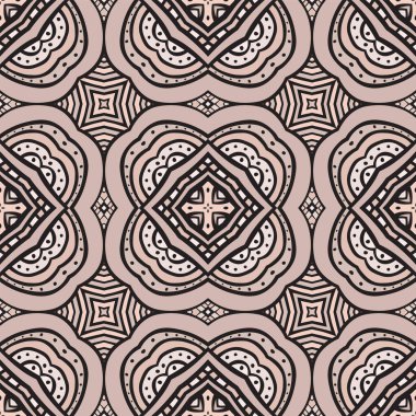 Siyah üzerine soyut kül pembe elementlerden yapılmış kusursuz resimli desen