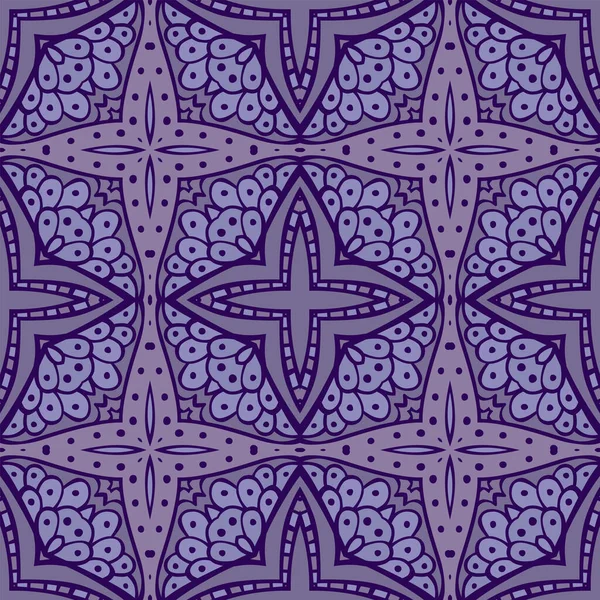 Nahtlos Illustriertes Muster Aus Abstrakten Elementen Violetten Schattierungen — Stockvektor