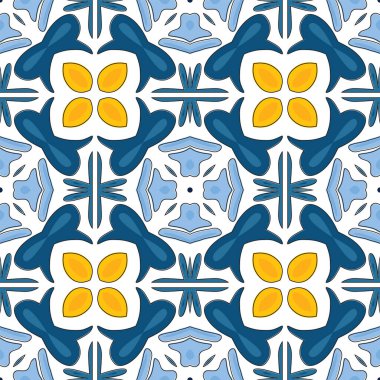 Portekiz fayansları gibi geleneksel tarzda kusursuz desenli çizimler.