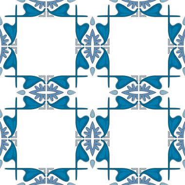 Portekiz fayansları gibi geleneksel tarzda kusursuz desenli çizimler.