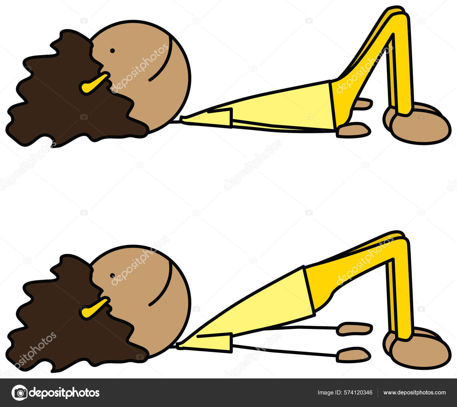 Cartoon Vector Illustration Girl Exercising Bridge Flat Back Stock