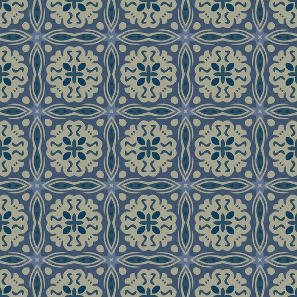 Безшовний Ілюстрований Візерунок Абстрактних Елементів Бежевому Відтінках Синього — стоковий вектор