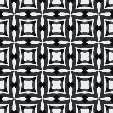 Beyaz, gri ve siyah renkli soyut elementlerden oluşan kusursuz çizilmiş desen