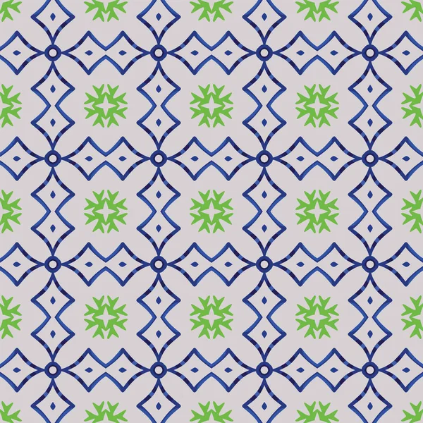 Seamless Illustrated Pattern Made Abstract Elements Beige Green Blue — Stock Vector