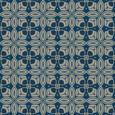 Açık gri ve mavi tonlarında soyut elementlerden yapılmış kusursuz resimli desen