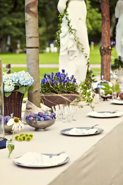 Garden wedding table setting — Stock Photo, Image