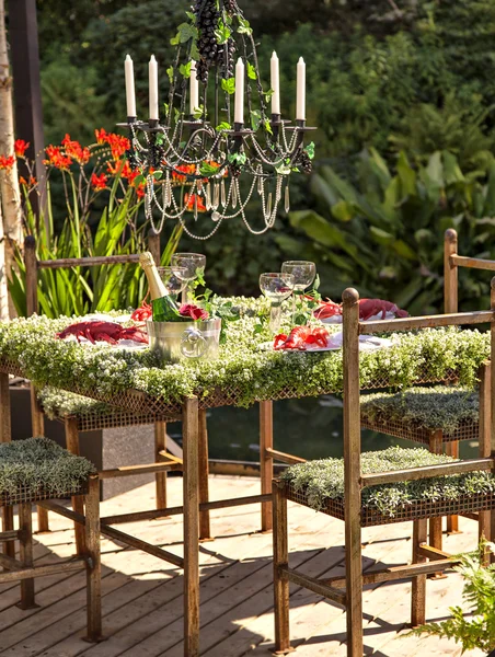 Garden table setting — Stock Photo, Image