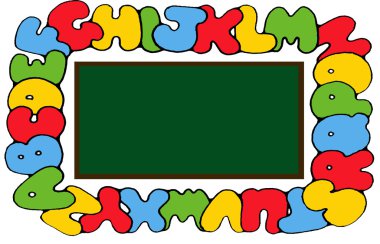 alfabe çerçeve ile kuruluarándanos frescos cerrar ilustración