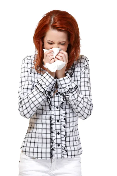 Portret van een redhead vrouw met zakdoek — Stockfoto