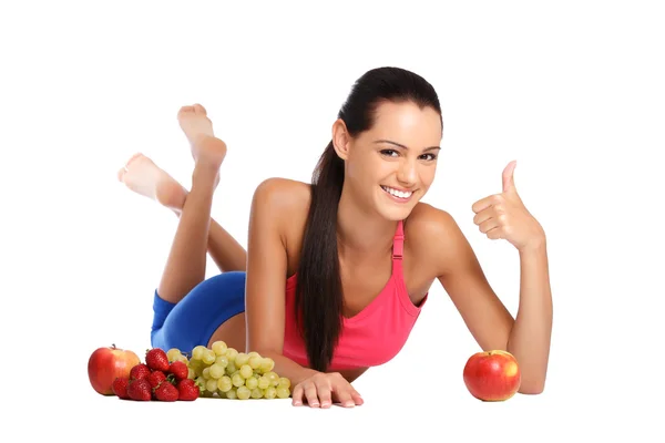 Adolescente feliz com frutas saudáveis Fotos De Bancos De Imagens