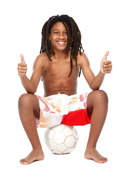 Successful young rasta teenager with thumbs up — Stock Photo, Image