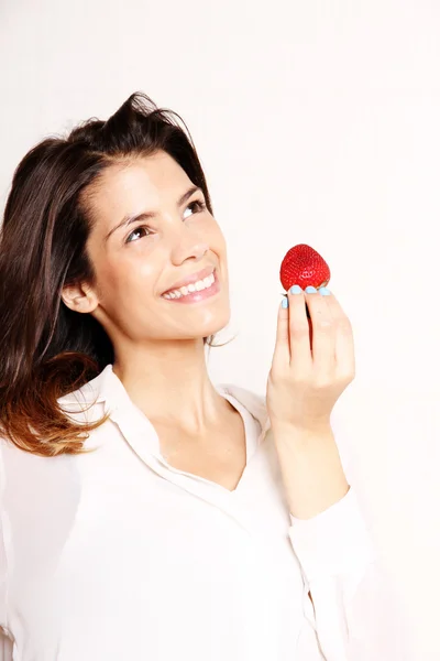 Eating a Strawberry — Stock Photo, Image