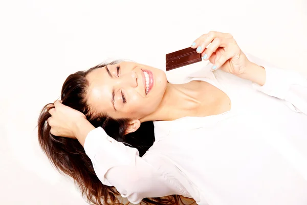 Comer Chocolate — Fotografia de Stock