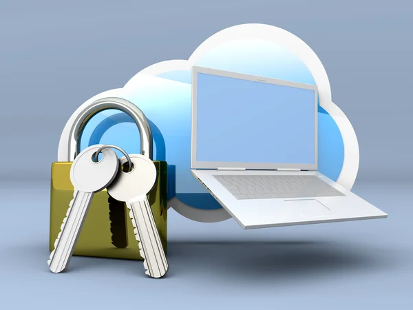 Secure Laptop cloud — Stock Photo, Image