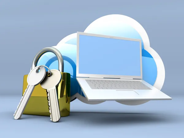 Secure Laptop cloud — Stock Photo, Image