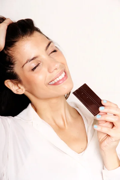 Comer Chocolate — Fotografia de Stock