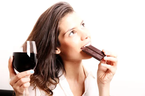 Vinho e chocolate — Fotografia de Stock