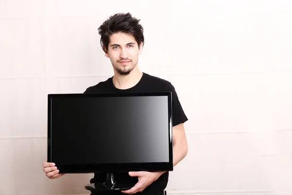 Man with a TV — Stock Photo, Image