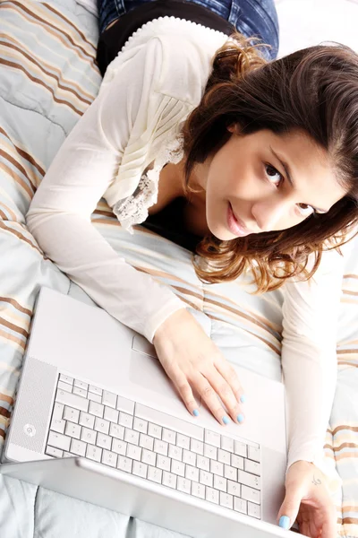 Surfing in the bedroom — Stock Photo, Image