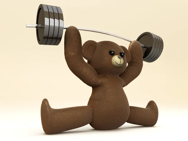 Weightlifting Teddy — Stock Photo, Image