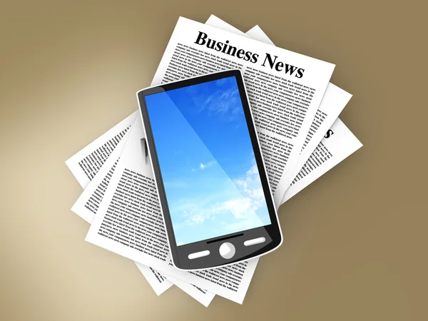 Smartphone in de bedrijfs tribune Nieuws — Stockfoto