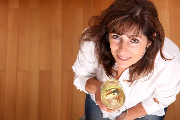 Woman with wine — Stock Photo, Image