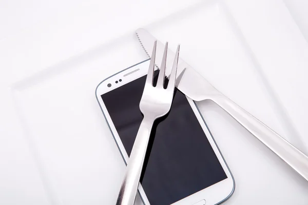 智能手机食品 — 图库照片