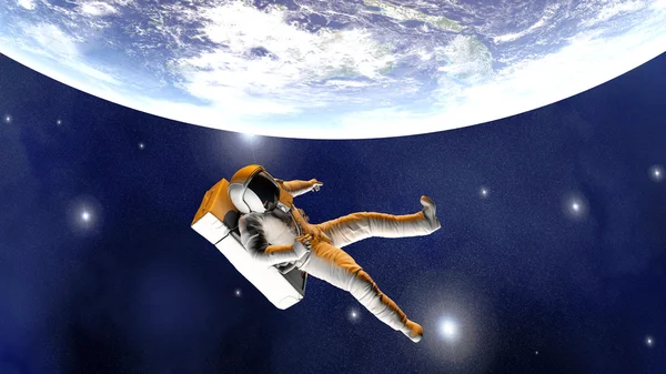 Astronauta unoszące się nad ziemią — Zdjęcie stockowe