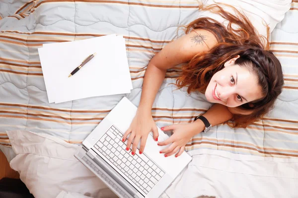 Studying in the Bedroom — Stock Photo, Image