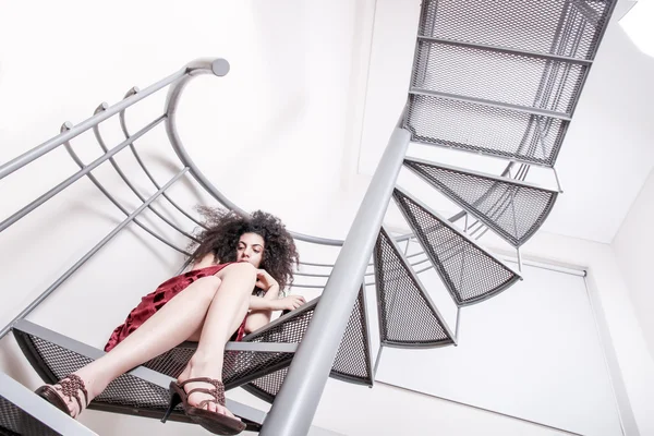 Red wine on the stairs — Stock Photo, Image