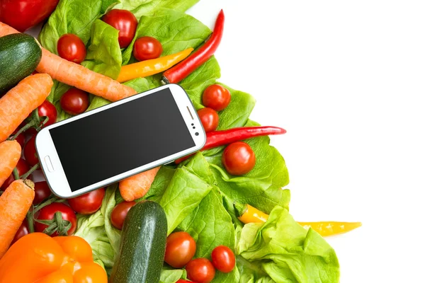 蔬菜和智能手机 — 图库照片