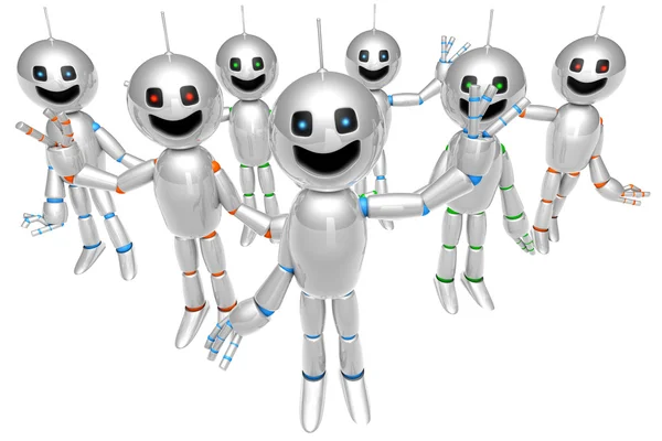 Grupo de saudação desenhos animados Robôs — Fotografia de Stock