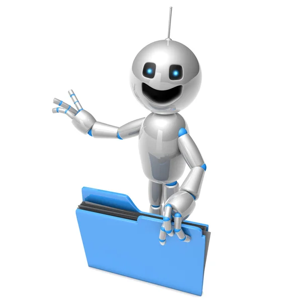 Cartoon robot with a Folder — Stock Photo, Image