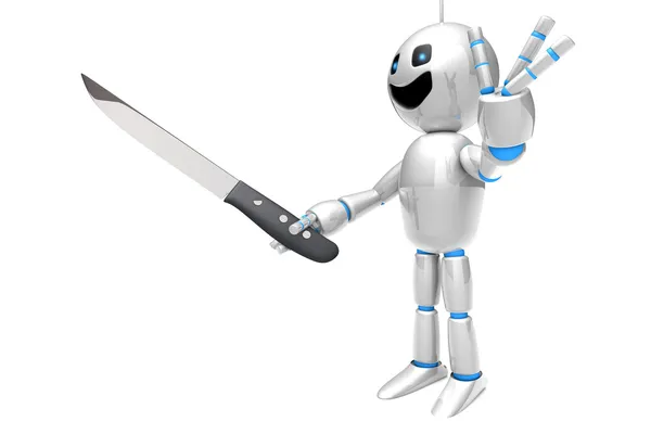Robot del fumetto con un coltello da cucina — Foto Stock